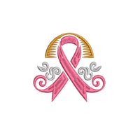 Ornate Cancer Ribbon Machine Embroidery Design, Breast Cancer Embroidery Design - sproutembroiderydesigns
