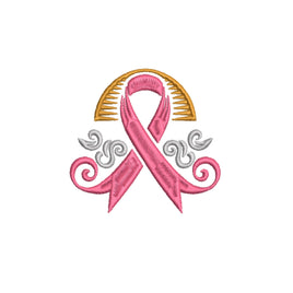 Ornate Cancer Ribbon Machine Embroidery Design, Breast Cancer Embroidery Design - sproutembroiderydesigns