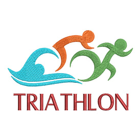 Triathlon Embroidery Design, triathlon machine embroidery design, 2 sizes