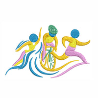 Triathlon Embroidery Design, triathlete machine embroidery design, 2 sizes - sproutembroiderydesigns