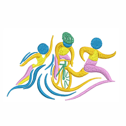 Triathlon Embroidery Design, triathlete machine embroidery design, 2 sizes - sproutembroiderydesigns