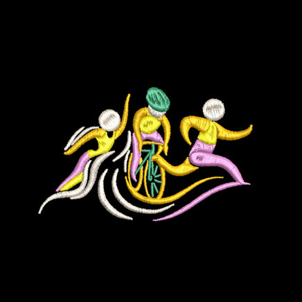 Triathlon Embroidery Design, triathlete machine embroidery design, 2 sizes - sproutembroiderydesigns