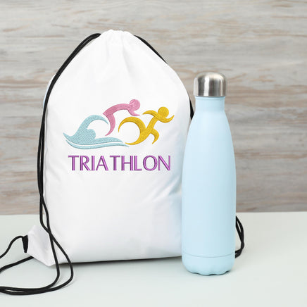 Triathlon Embroidery Design, triathlon machine embroidery design, 2 sizes - sproutembroiderydesigns