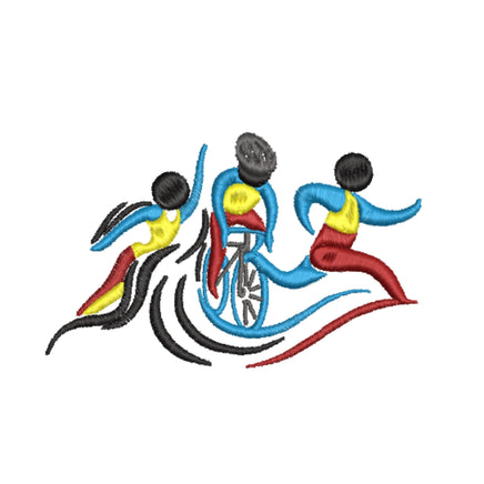 Triathlon Embroidery Design, triathlete machine embroidery design, 2 sizes - sproutembroiderydesigns
