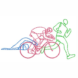 Triathlon Embroidery Design, Line triathlon machine embroidery design, 2 sizes