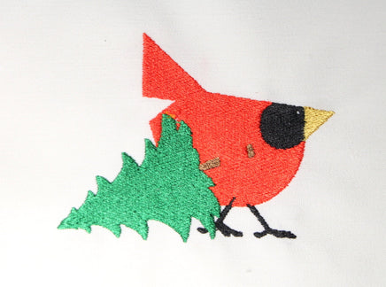 Cardinal and Christmas Tree Machine Embroidery Design - sproutembroiderydesigns