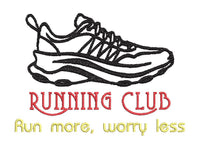 Running Club Run More Worry Less Machine Embroidery Design, marathon embroidery, 5K, 10K