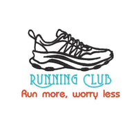 Running Club Run More Worry Less Machine Embroidery Design, marathon embroidery, 5K, 10K