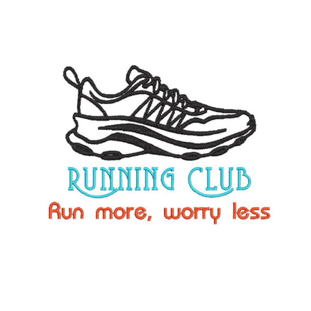 Running Club Run More Worry Less Machine Embroidery Design, marathon embroidery, 5K, 10K