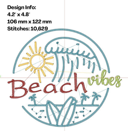 Beach Vibes Machine Embroidery Design