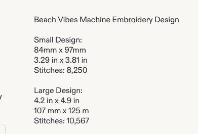 Beach Vibes Machine Embroidery Design