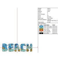 Beach Word Art Machine Embroidery Design