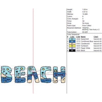 Beach Word Art Machine Embroidery Design