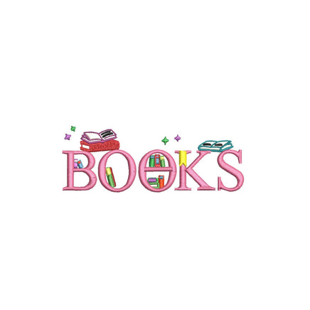 Books Machine Embroidery Design, Word Art Embroidery