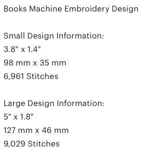 Books Machine Embroidery Design, Word Art Embroidery