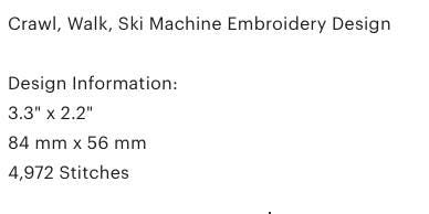 Crawl, Walk, Ski Machine Embroidery Design