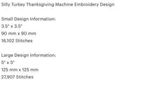 Silly Turkey Thanksgiving Machine Embroidery Design, 2 sizes, Turkey embroidery design, 4x4 Hoop, 5x7 Hoop