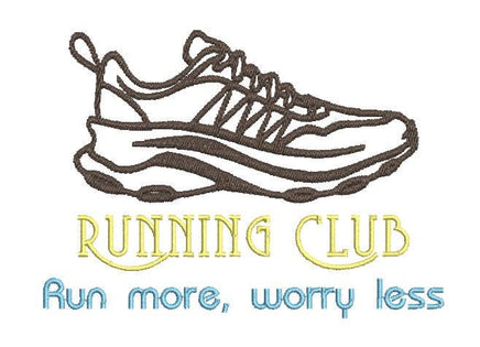 Running Club Run More Worry Less Machine Embroidery Design, marathon embroidery, 5K, 10K