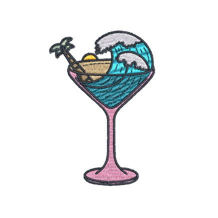 Beach Drink Machine Embroidery Design