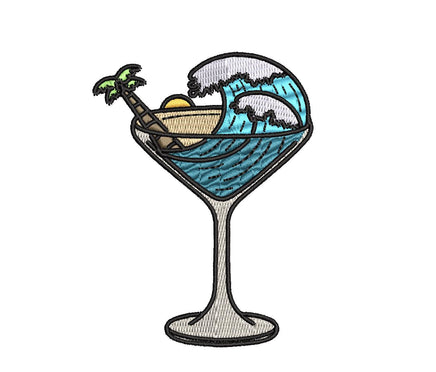 Beach Drink Machine Embroidery Design