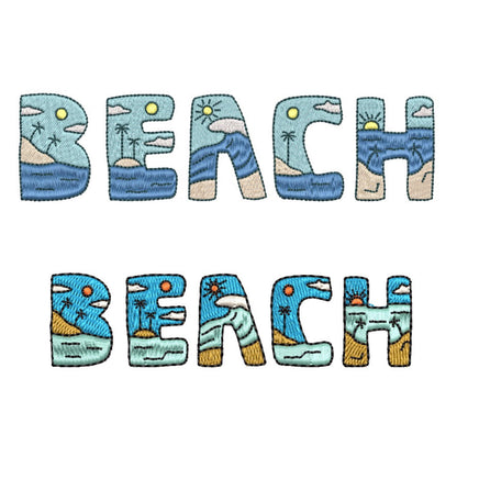 Beach Word Art Machine Embroidery Design