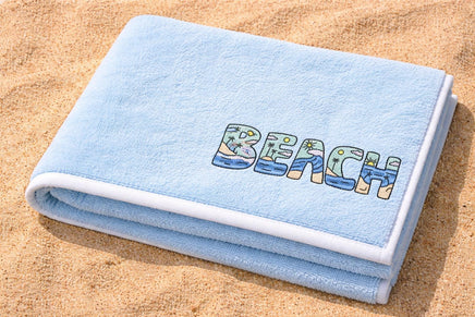 Beach Word Art Machine Embroidery Design