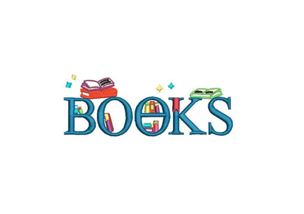 Books Machine Embroidery Design, Word Art Embroidery