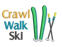 Crawl, Walk, Ski Machine Embroidery Design
