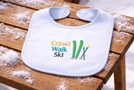 Crawl, Walk, Ski Machine Embroidery Design