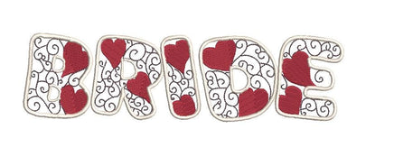 Bride and Groom Heart Machine Embroidery Designs, 4 Sizes, Word Bride bachelorette party