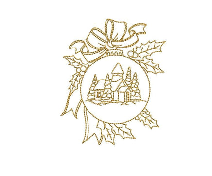 Christmas Church Ornament Machine Embroidery Design, Christmas ornament embroidery design, 2 sizes, quick stitch