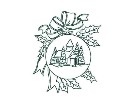 Christmas Church Ornament Machine Embroidery Design, Christmas ornament embroidery design, 2 sizes, quick stitch
