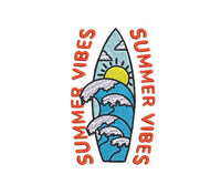 Surfboard Machine Embroidery Design, 2 sizes, surfing embroidery design, surf vibe embroidery design - sproutembroiderydesigns