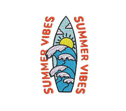 Surfboard Machine Embroidery Design, 2 sizes, surfing embroidery design, surf vibe embroidery design - sproutembroiderydesigns