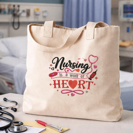 Nursing is a Work of Heart Machine Embroidery Design, Nurse Embroidery Design - sproutembroiderydesigns