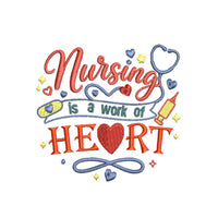 Nursing is a Work of Heart Machine Embroidery Design, Nurse Embroidery Design - sproutembroiderydesigns