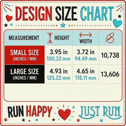 Just Run Machine Embroidery Design, 2 Sizes, Run happy embroidery design, marathon embroidery, 5K, 10K, - sproutembroiderydesigns