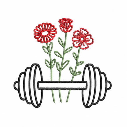 Weightlifting Machine Embroidery Design, Lift weights embroidery design, Woman weights - sproutembroiderydesigns