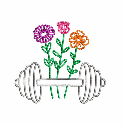 Weightlifting Machine Embroidery Design, Lift weights embroidery design, Woman weights - sproutembroiderydesigns