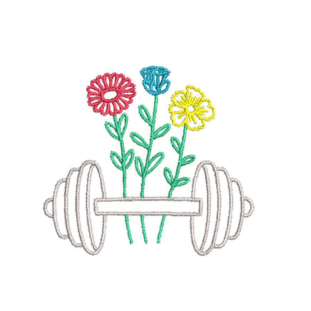 Weightlifting Machine Embroidery Design, Lift weights embroidery design, Woman weights - sproutembroiderydesigns