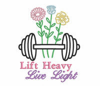 Lift Heavy Live Light Weightlifting Machine Embroidery Design, Weight Training embroidery design, Woman weights - sproutembroiderydesigns