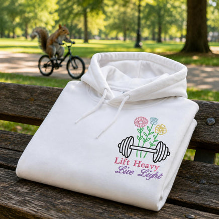 Lift Heavy Live Light Weightlifting Machine Embroidery Design, Weight Training embroidery design, Woman weights - sproutembroiderydesigns