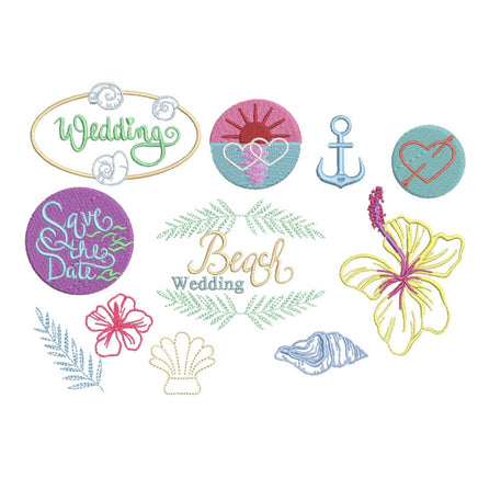 Beach Wedding Machine Embroidery Design, 11 Embroidery Designs - sproutembroiderydesigns