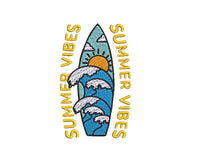 Surfboard Machine Embroidery Design, 2 sizes, surfing embroidery design, surf vibe embroidery design - sproutembroiderydesigns