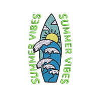 Surfboard Machine Embroidery Design, 2 sizes, surfing embroidery design, surf vibe embroidery design - sproutembroiderydesigns