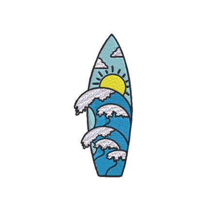 Surfboard Machine Embroidery Design, 2 sizes, surfing embroidery design, surf vibe embroidery design - sproutembroiderydesigns