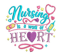Nursing is a Work of Heart Machine Embroidery Design, Nurse Embroidery Design - sproutembroiderydesigns