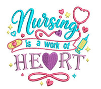 Nursing is a Work of Heart Machine Embroidery Design, Nurse Embroidery Design - sproutembroiderydesigns