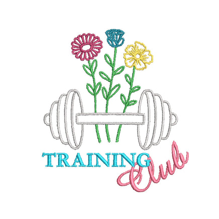 Weight training weightlifting Machine Embroidery Design, Weight Training Club embroidery design, Woman weights - sproutembroiderydesigns