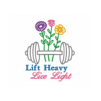 Lift Heavy Live Light Weightlifting Machine Embroidery Design, Weight Training embroidery design, Woman weights - sproutembroiderydesigns